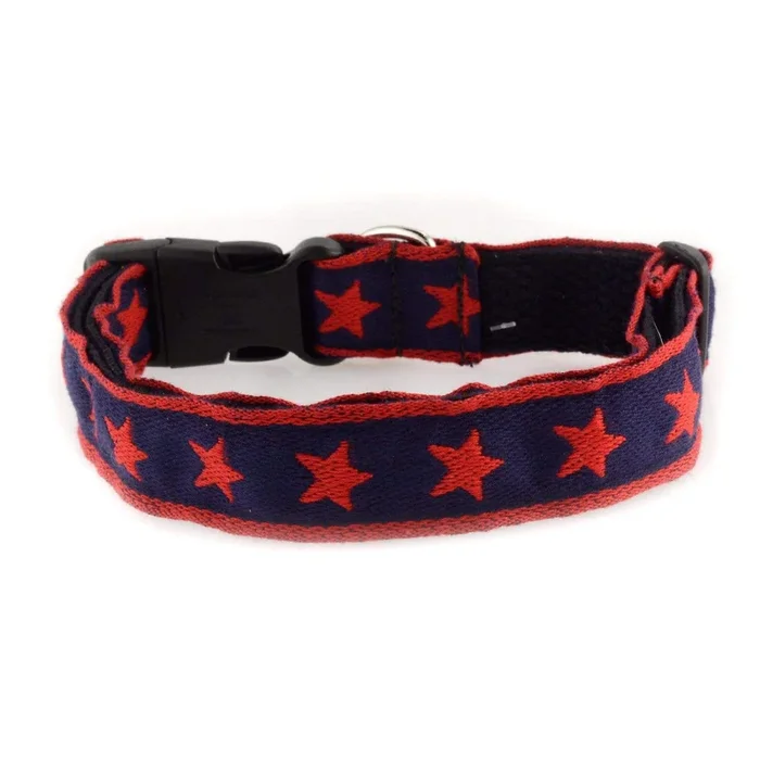 Souldier Dog Collar 1″ Rebel Red Star (Navy Belt) Small
