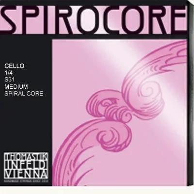 Spirocore Cello String Set with Chrome-Wound A, D, G, and C – Medium Gauge – 1/4 Size