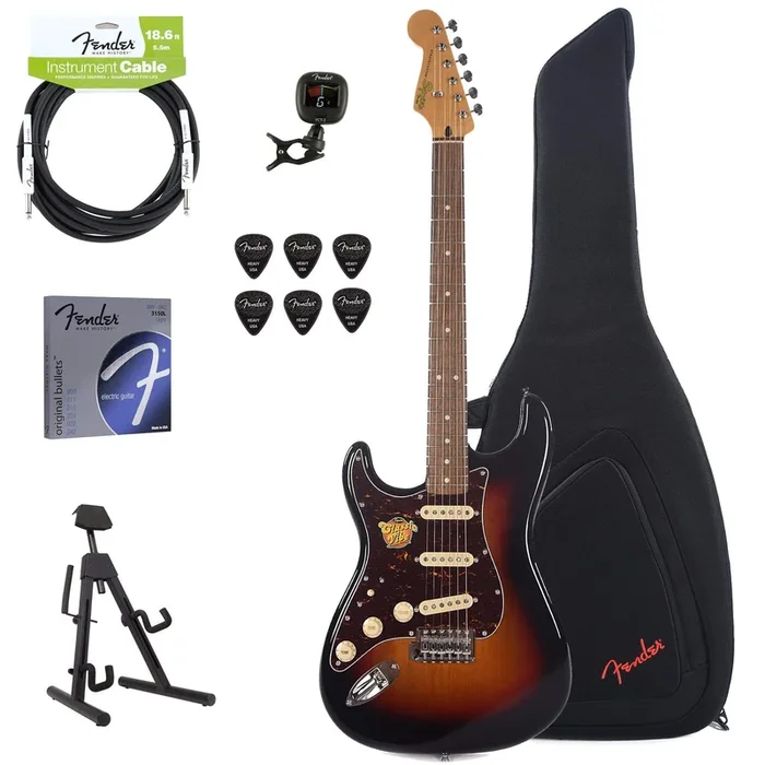 Squier Classic Vibe Stratocaster 60s 3-Color Sunburst LEFTY w/Fender Gig Bag, Stand, Cable, Tuner, Picks and Strings