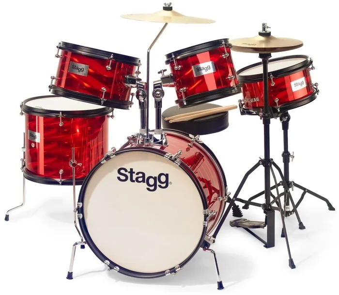 Stagg 5-piece junior drum set with hardware – Red
