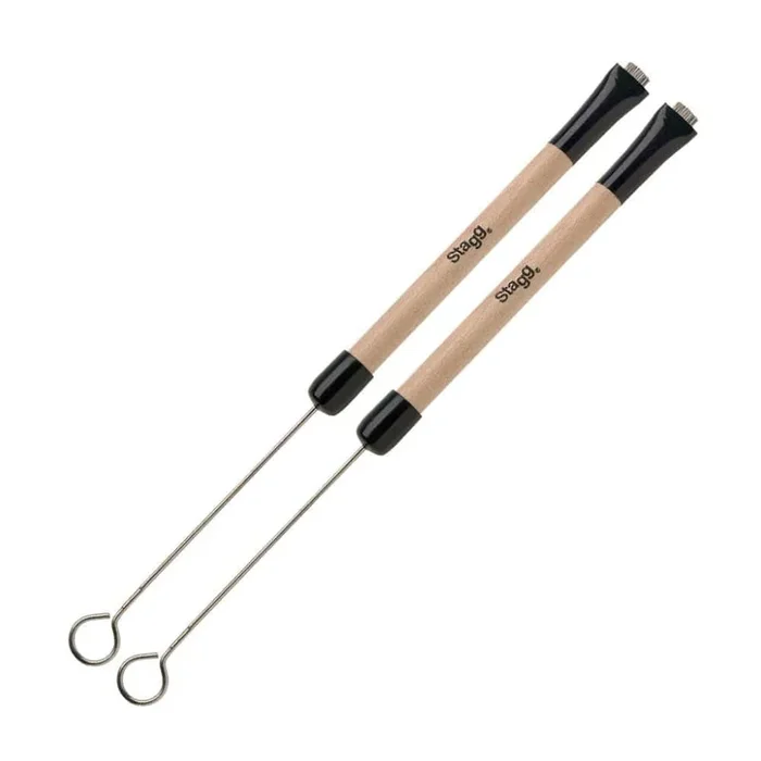 Stagg SBRU20-WM Telescopic Wire Brushes with Wooden Handle