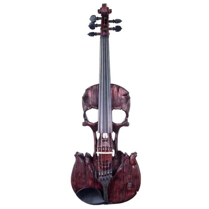 Stratton Skull Semi-Custom Carved 5-string Violin, Deep Mahogany