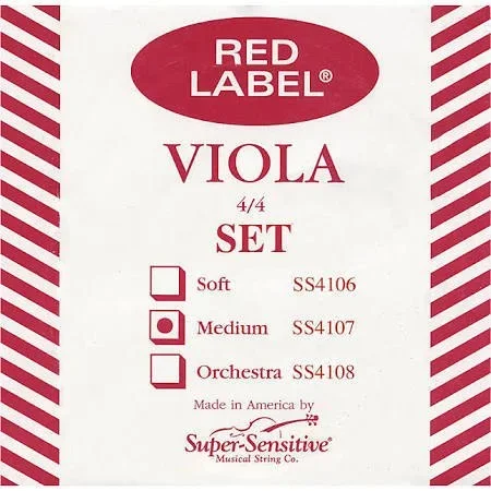 Super Sensitive Red Label 15″-16″ Viola Strings Set Medium Gauge