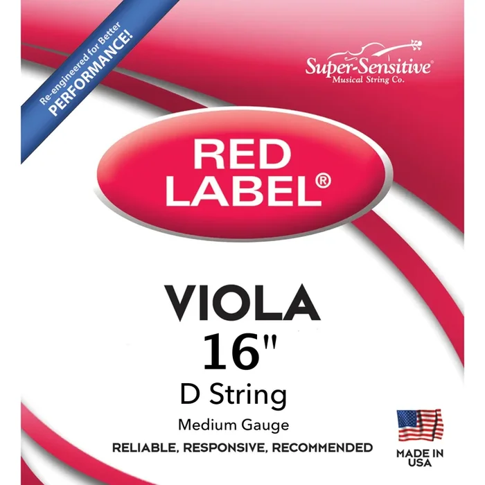 Super Sensitive Red Label 16″ Viola D String (Medium Tension)