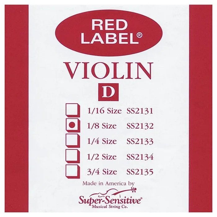 Super Sensitive Red Label Single Violin String – D 1/8