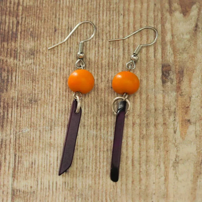 Tagua Nut Earrings – Orange & Purple
