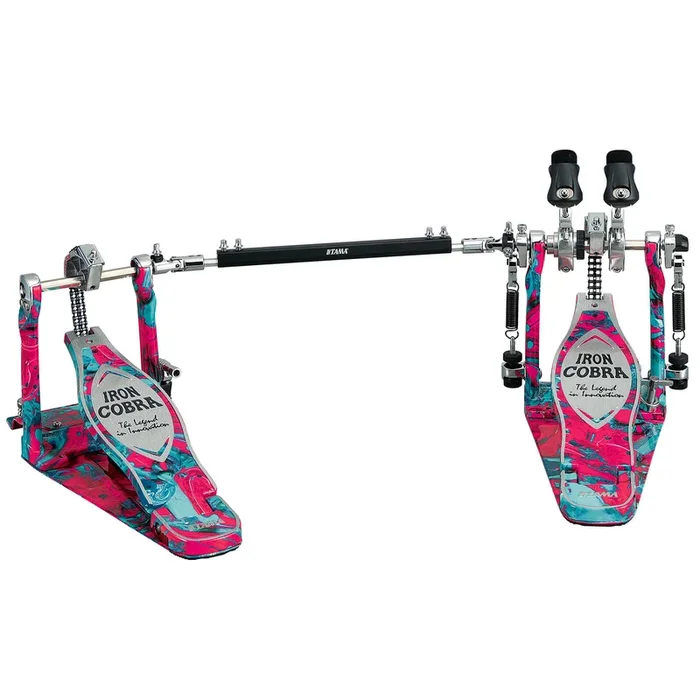 Tama 50th Anniversary Iron Cobra Marble Coral Swirl Power Glide Twin Pedal