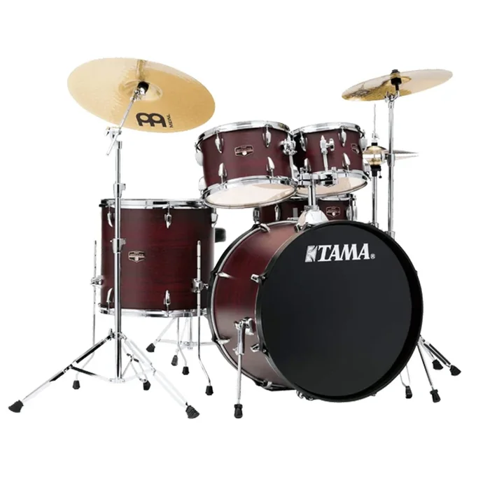 Tama Imperialstar 10/12/16/22/5×14 5pc. Drum Kit Burgundy Walnut Wrap w/Hardware & Cymbals