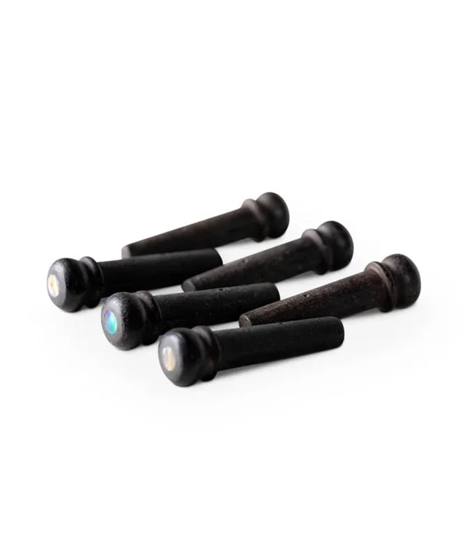 Taylor Ebony with Abalone Dot Bridge Pins Set of 6