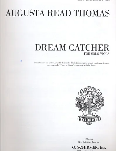 Thomas, Augusta Read: Dream Catcher for Solo Viola