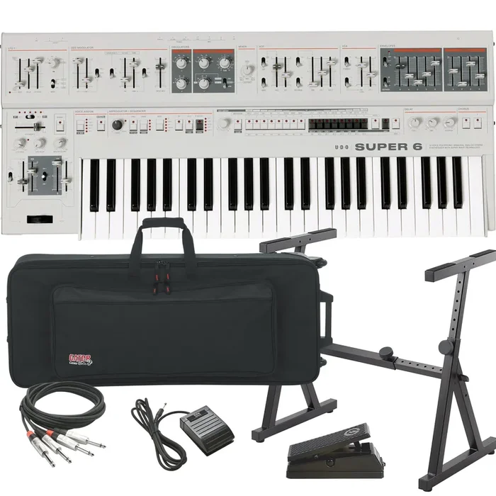 UDO Audio Super 6 12-Voice Polyphonic Keyboard Synthesizer – White STAGE RIG
