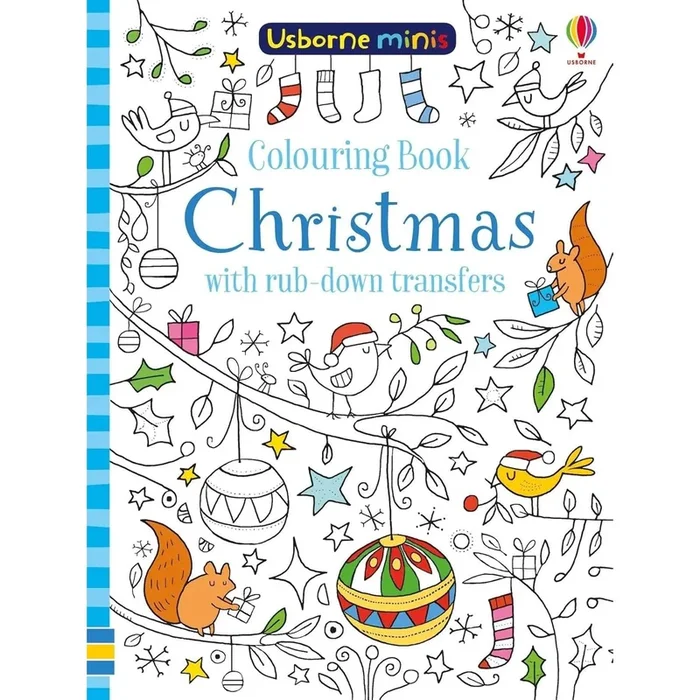 Usborne minis colouring book Christmas with rub down transfers