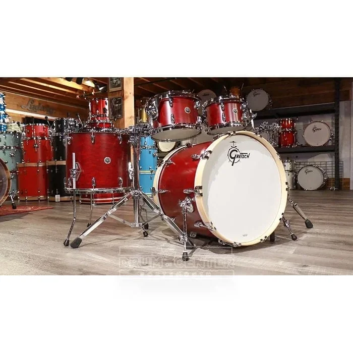 Used Gretsch Brooklyn 4pc Euro Drum Set Satin Cherry Red