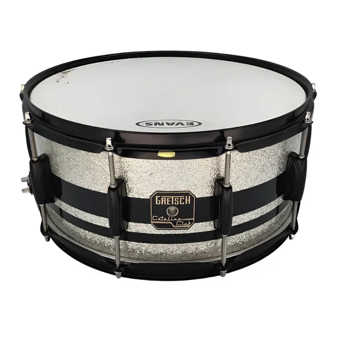 Used Gretsch Catalina Club Snare Drum 14×6.5 Silver Sparkle/Black – Good