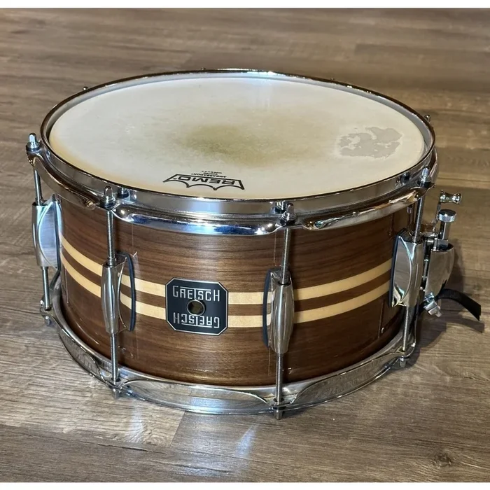 Used Gretsch Full Range Walnut Snare Drum w/Maple Inlay 13×7