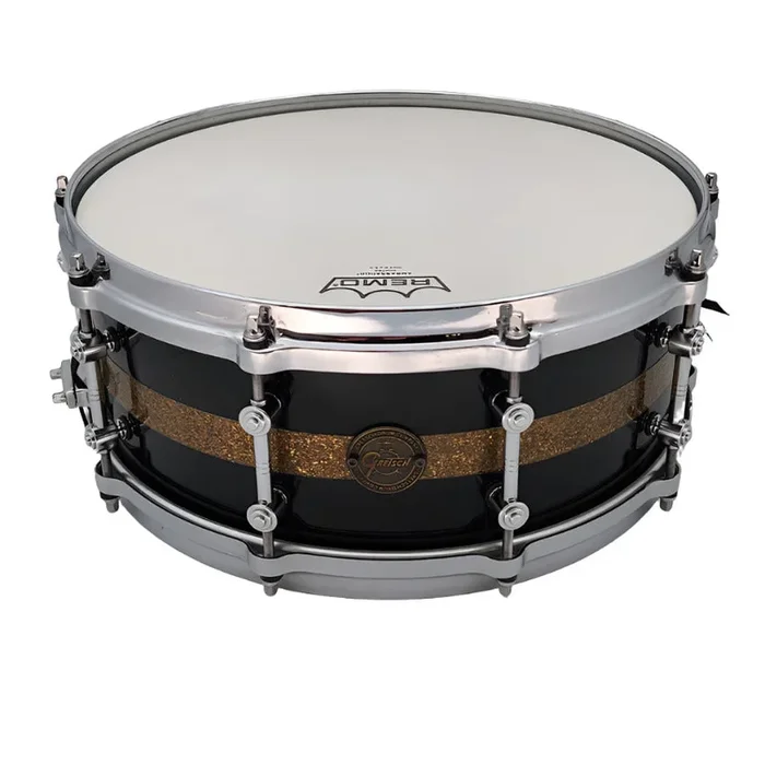 Used Gretsch Gold Series Snare Drum 14×5.5 Black/Gold Sparkle – Very Good