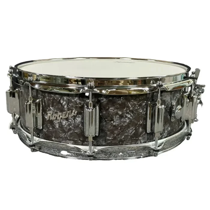 Used Rogers SuperTen Wood Shell Snare Drum 14×5 Black Diamond Pearl – Excellent