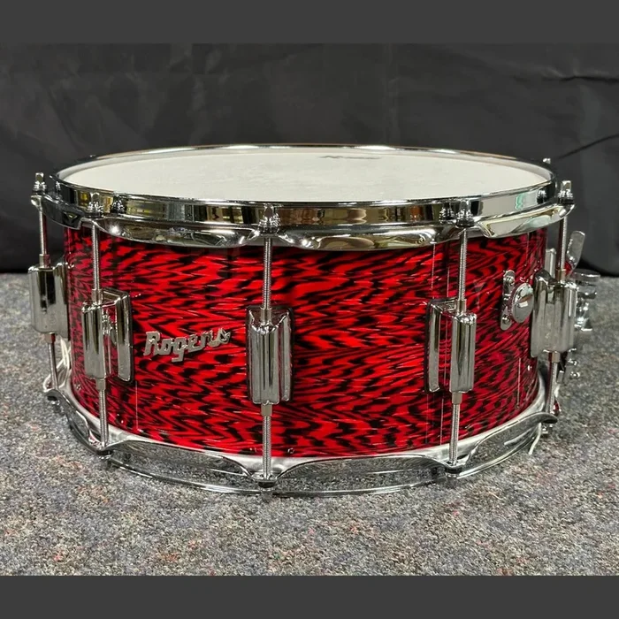 Used Rogers SuperTen Wood Shell Snare Drum 14×6.5 Red Onyx