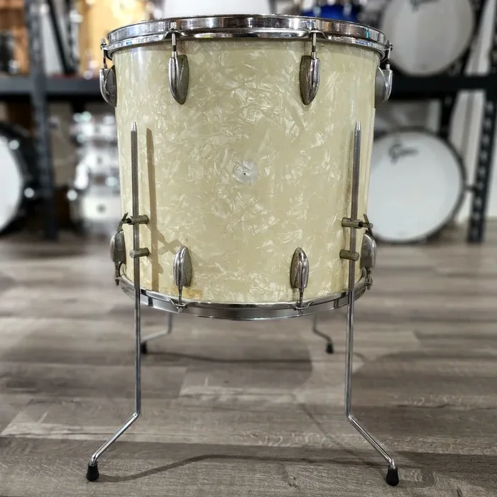 Used Vintage Gretsch Floor Tom 18×16 White Marine Pearl