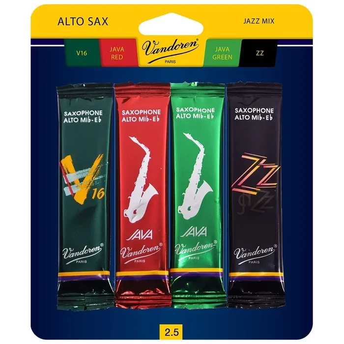 Vandoren Alto Sax Jazz Reed Mix includes 1 ZZ, V16, Java & Java Red Strength #3
