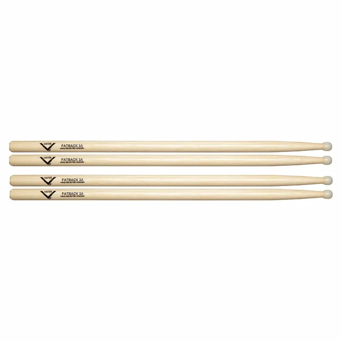 Vater Hickory 3A Fatback Nylon Tip Drum Sticks (2 Pair Bundle)