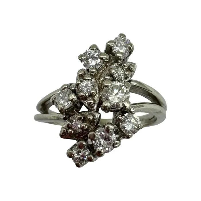 Vintage 14K White Gold 1/3CTW Diamond Split Ring