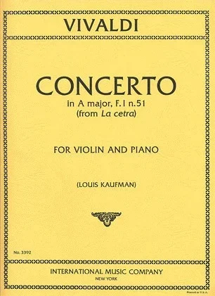 Vivaldi, A.: Concerto in A major F.I. N. 51 from ”La cetra”(violin & piano)