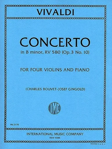 Vivaldi, Antonio: Concerto for 4 Violins in B minor F.I No. 10 (4 violins, piano) IMC