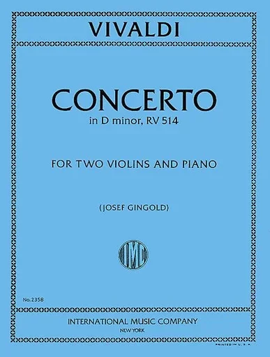 Vivaldi, Antonio: Concerto in d minor F.I. No.100 (flute, violin & piano)