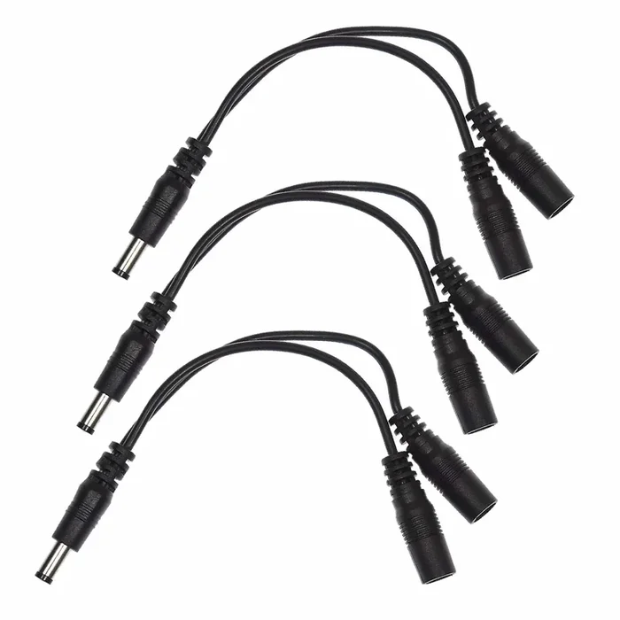 Voodoo Lab Cable 2.1mm Output Splitter Adaptor Male-Female/Female 3 Pack Bundle