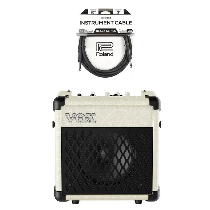 Vox Mini5 Rhythm Ivory Cable Bundle