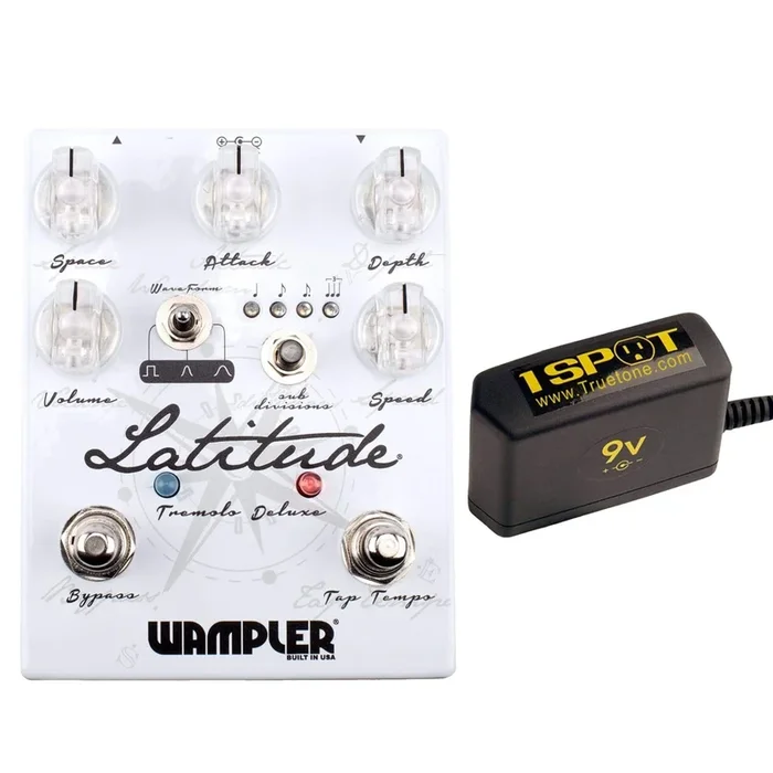Wampler Latitude Tremolo Deluxe Bundle w/ Truetone 1 Spot Space Saving 9v Adapter