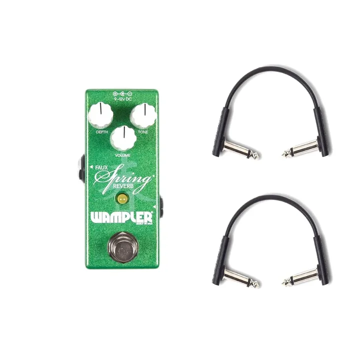 Wampler Mini Faux Spring Reverb Pedal w/RockBoard Flat Patch Cables Bundle