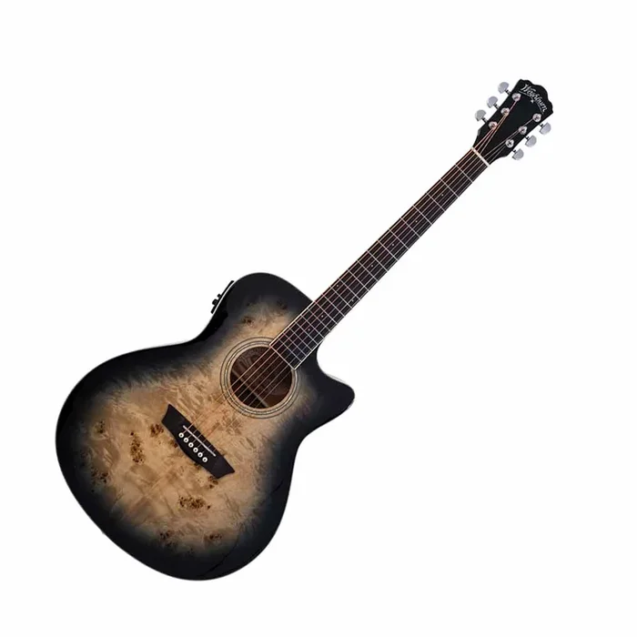 Washburn DFBACE Deep Forest Burl Auditorium Acoustic Electric Guitar – Black Fade