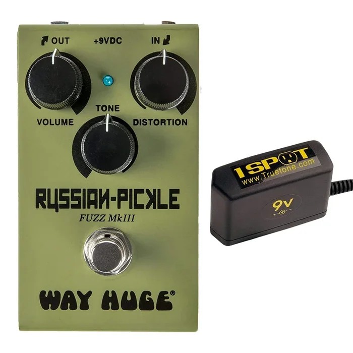 Way Huge Electronics WM42 Russian Pickle Mini Fuzz Bundle w/ Truetone 1 Spot Space Saving 9v Adapter