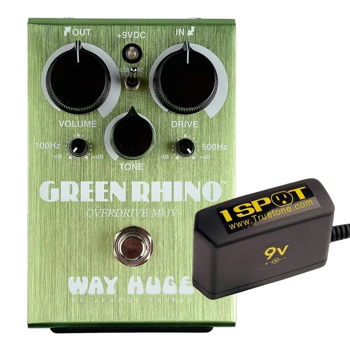 Way Huge WHE207 Green Rhino MkIV Overdrive Bundle w/ Truetone 1 Spot Space Saving 9v Adapter