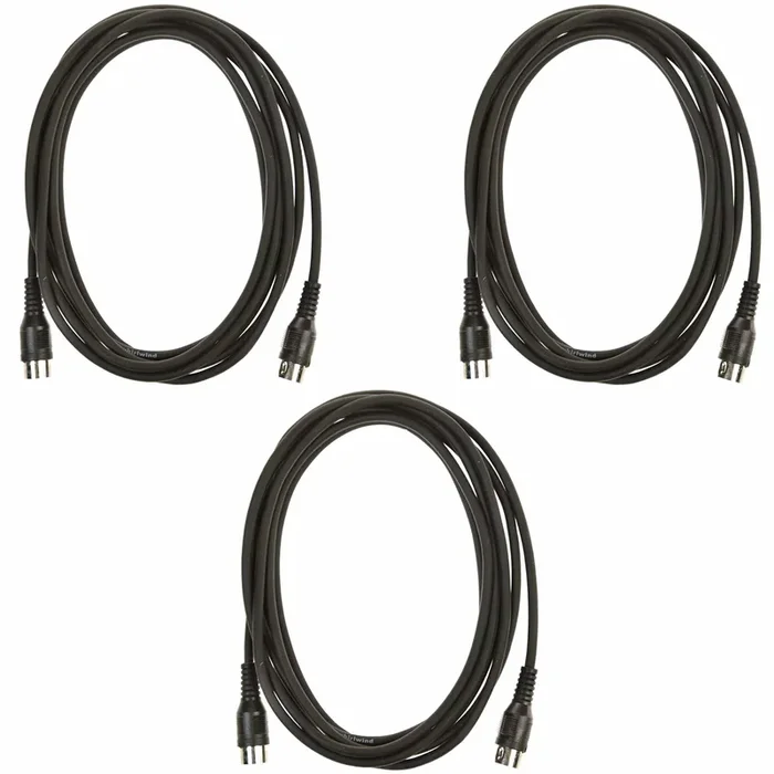 Whirlwind MIDI Cable 5-Pin 10′ Black 3 Pack Bundle