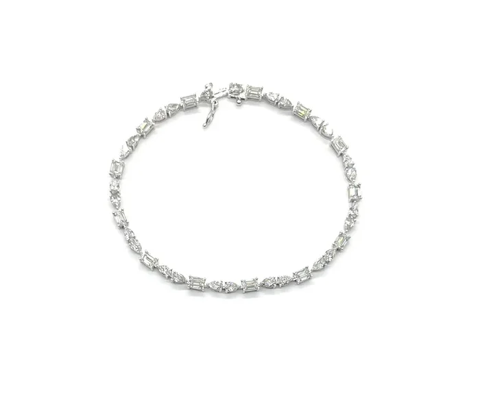 White Gold 6ctw Lab Grown Pear and Emerald Cut Diamond Bracelet