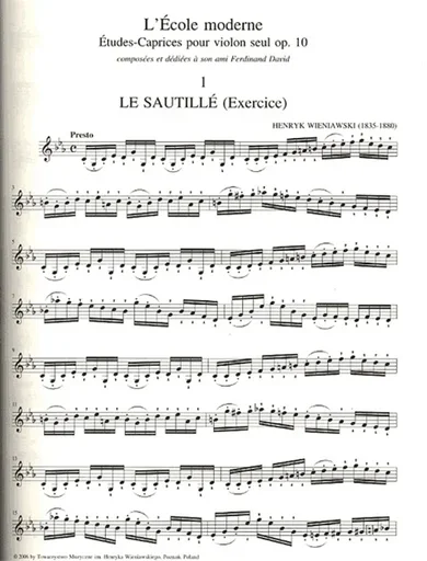 Wieniawski, Henri: Etude-Caprices, Op.10 for violin alone