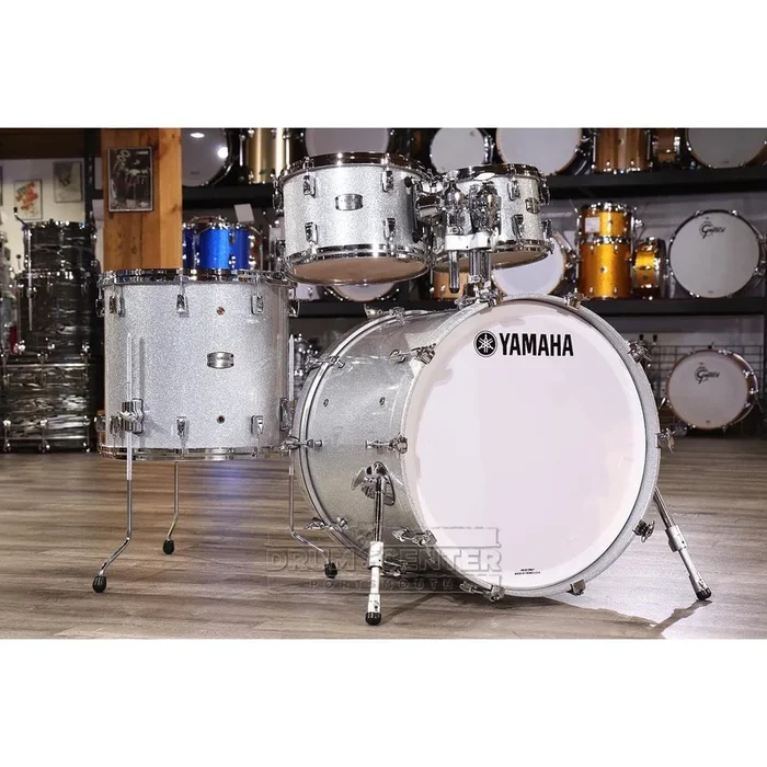 Yamaha Absolute Hybrid Maple 4pc Drum Set Silver Sparkle