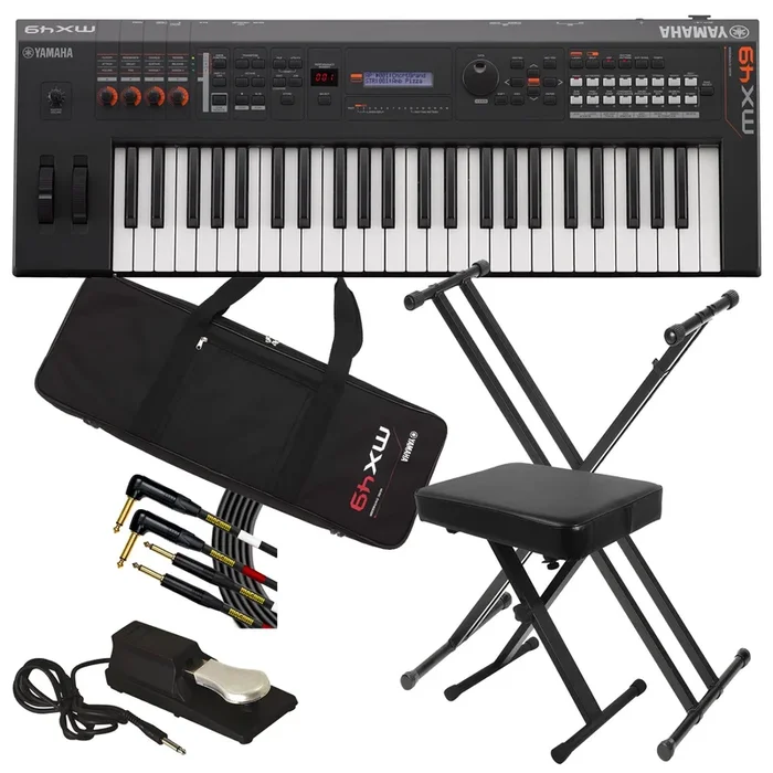 Yamaha MX49 Music Synthesizer – Black STAGE ESSENTIALS BUNDLE