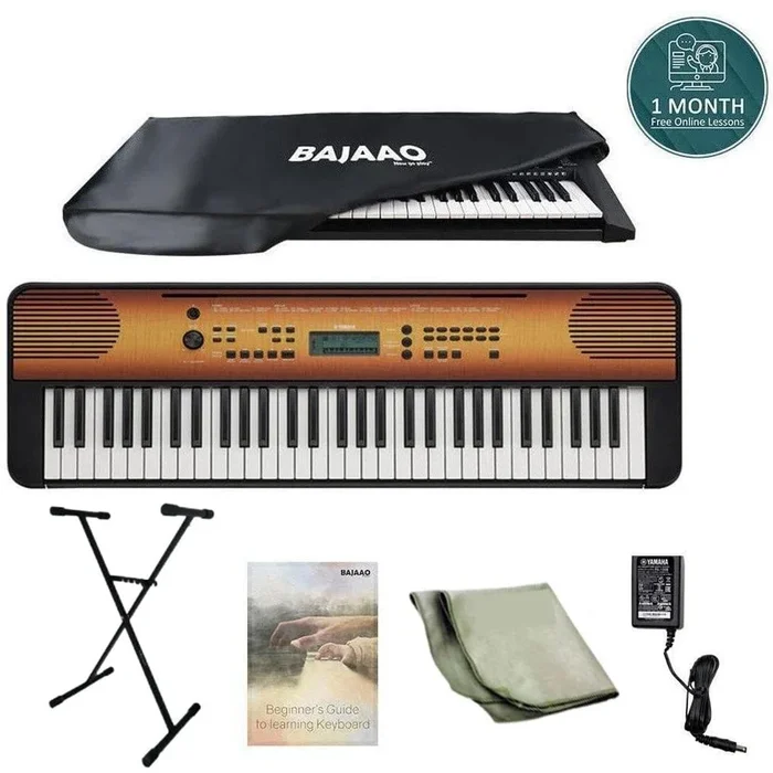 Yamaha PSR E360 61 Key Expressive Touch Sensitive Portable Keyboard with Dust Cover, Stand, Polishing Cloth, Online Lessons & Ebook