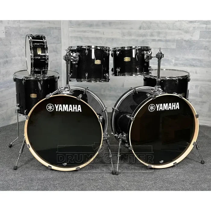 Yamaha Stage Custom Birch 7pc Drum Set (24″ Double Bass) Raven Black