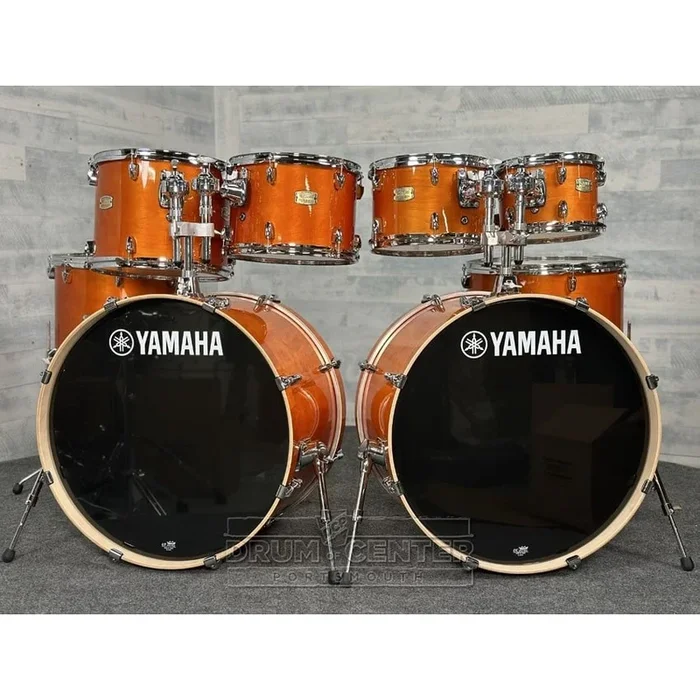 Yamaha Stage Custom Birch 8pc Drum Set (24″ Double Bass) Honey Amber