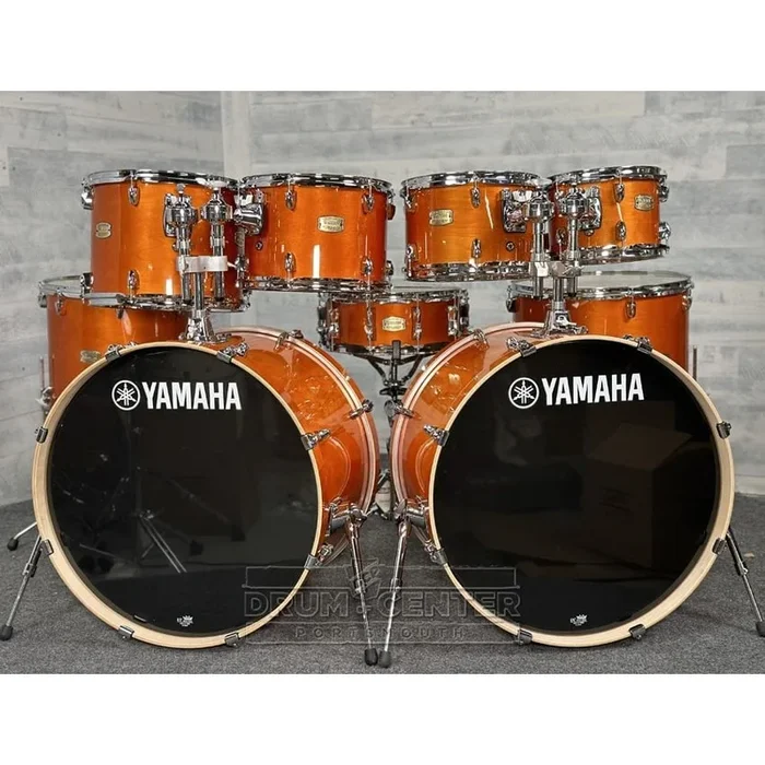 Yamaha Stage Custom Birch 9pc Drum Set (22″ Double Bass) Honey Amber